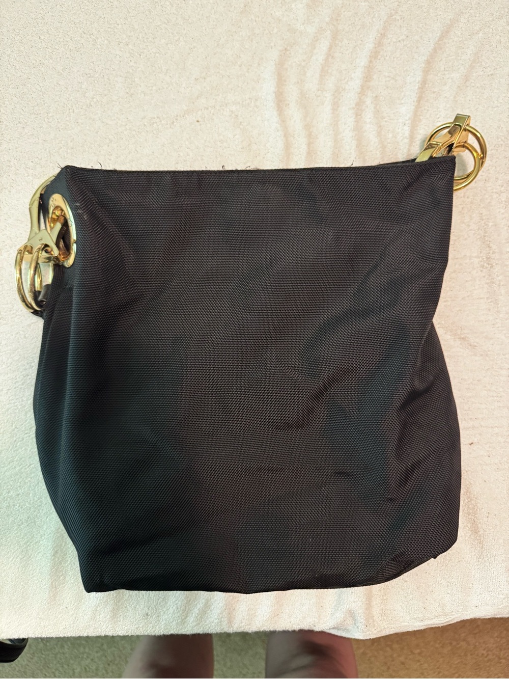 Classic Black Shoulder Bag with Gold Accent Hardware